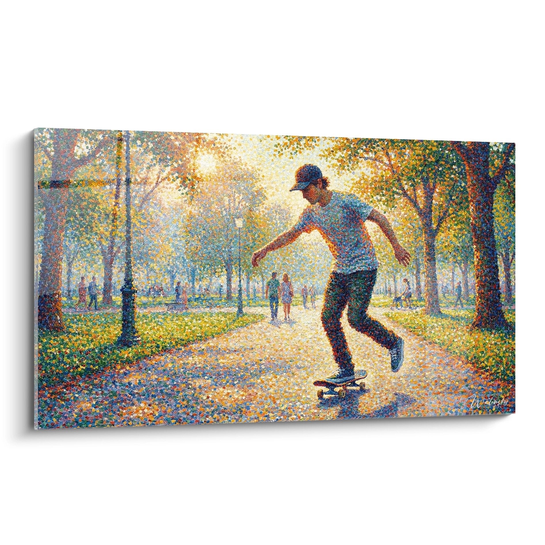 Pointillism Skater Canvas - Impressionist Art