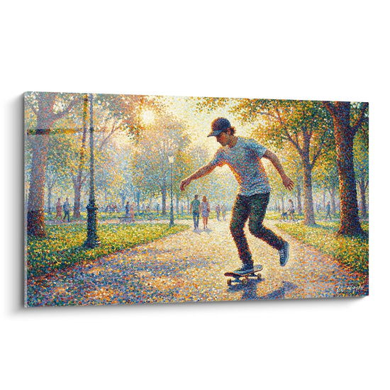 Cuadro Skater Puntillismo - Estilo Impresionista - Edición Skate