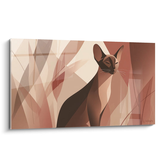Geometrisch Kattenportret - Abstracte Sierlijkheid - Serengeti Kat Editie