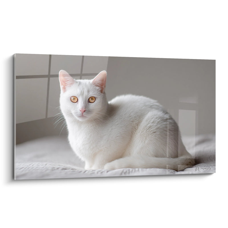 Tableau Chat Burmilla Blanc aux Yeux Dorés - Élégance Féline - Edition chat Burmilla