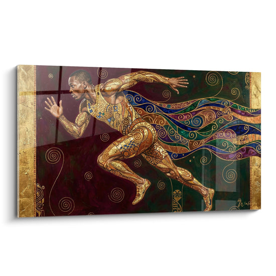 Ornate Runner Painting - Golden Momentum - Athletics Edition
