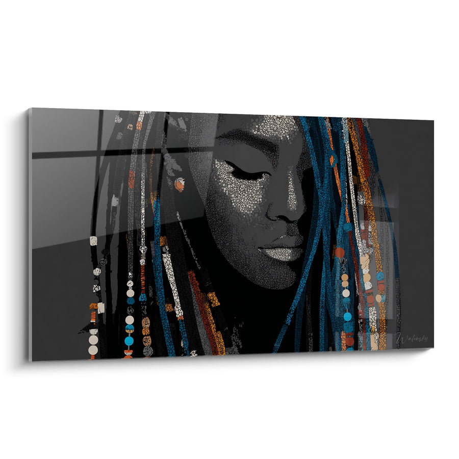 Tableau Visage Femme Africaine - Perles et Tissages - Edition Visage africain