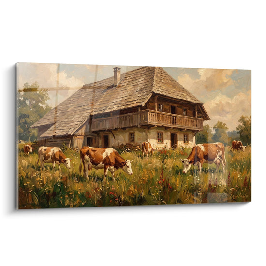 Tableau Ferme Vosgienne - Paysage Rural aux Vaches - Edition Vosges