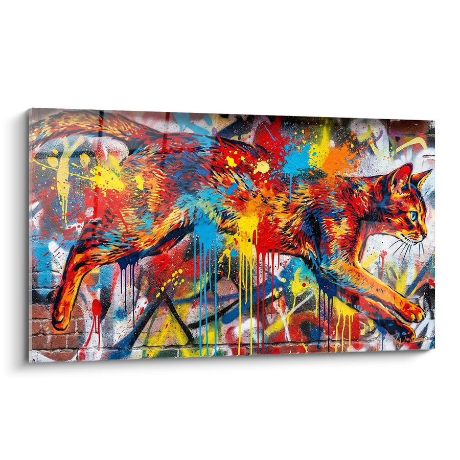 Tableau Chat Street Art Explosion - Graffiti Urbain - Edition chat Abyssin