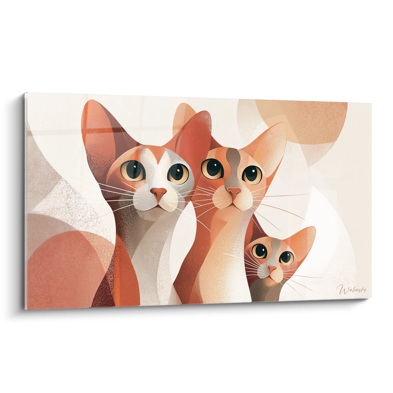 Tableau Famille de Chats Singapura Géométrique - Harmonie Abstraite - Edition chat Singapura