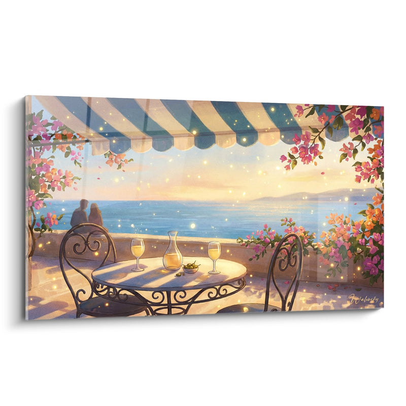 Mediterranean Terrace Painting - Romantic Sunset - Côte d'Azur Edition