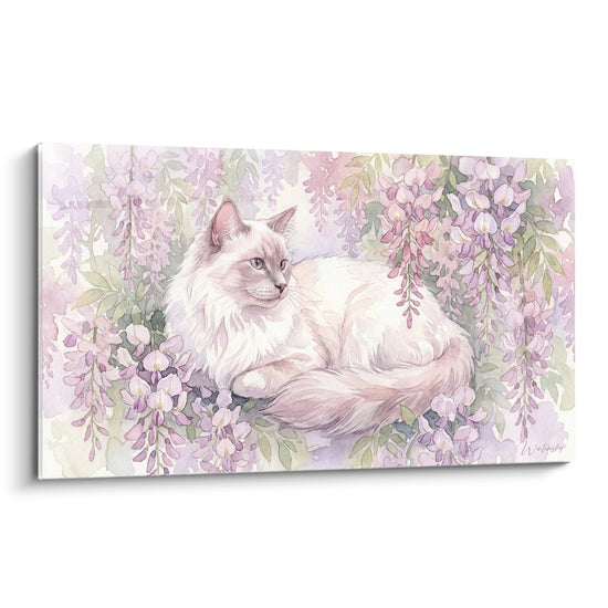 Schilderij Balinese Kat in Klimop Tuin - Florale Serenity - Balinese kat editie
