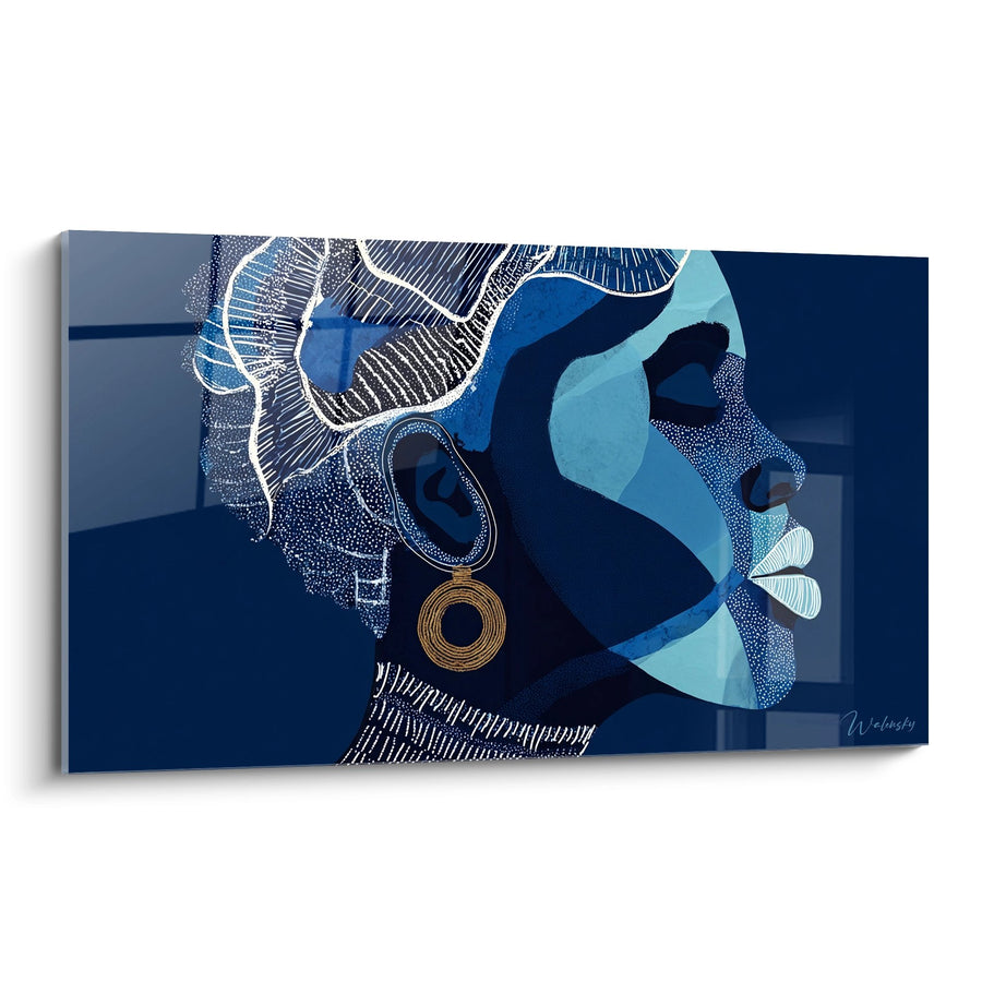 Tableau Profil Africain - Harmonie Bleue - Edition Visage africain
