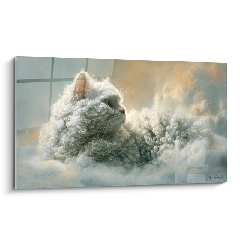 Tableau Chat Selkirk Rex dans les Nuages - Rêverie Céleste - Edition chat Selkirk Rex