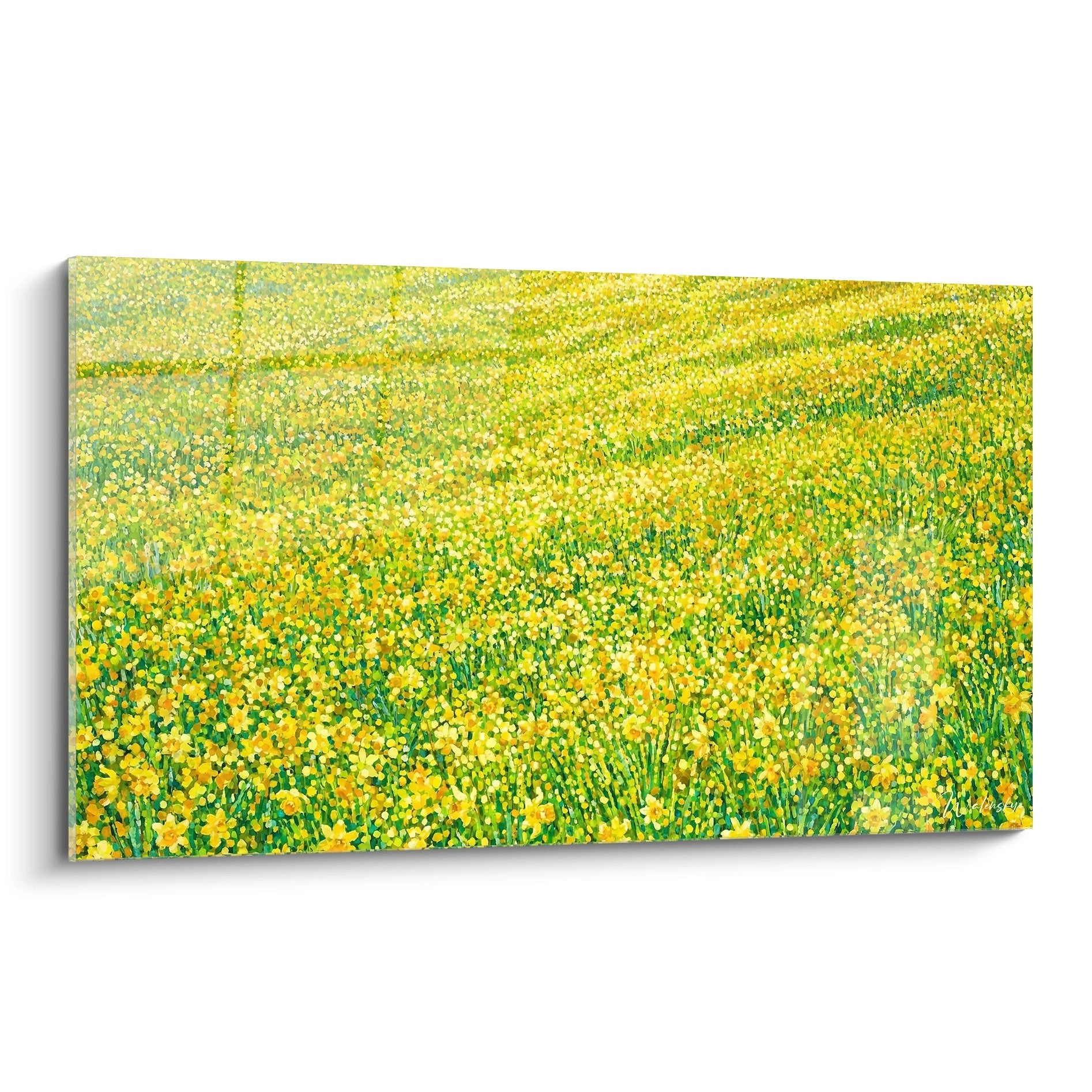 Tableau mural prairie fleurie impressionniste tons dores et verts decoration moderne Edition Vosges