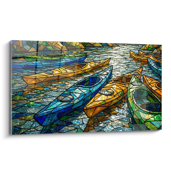 Tableau Kayaks Vitraux - Mosaïque Aquatique - Edition Kayak