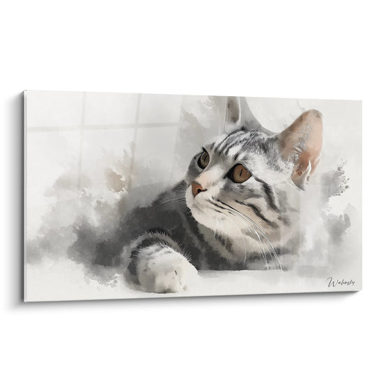 Tabella Chat American Shorthair Acquerello - Sguardo Contemplativo - Edizione del gatto American Shorthair