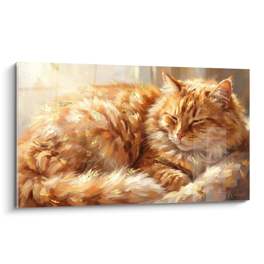 Tableau Chat Ragamuffin Endormi - Sérénité Dorée - Edition chat Ragamuffin