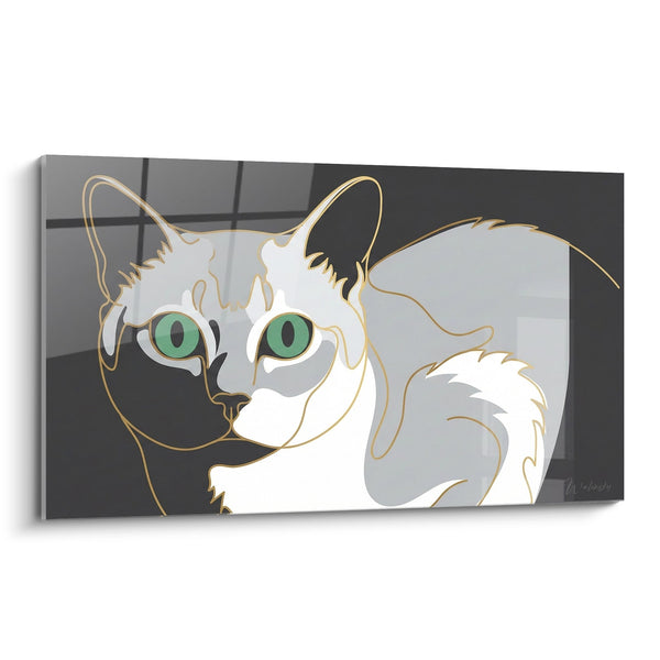 Tableau Chat Burmilla Portrait Artistique - Regard Émeraude - Edition chat Burmilla