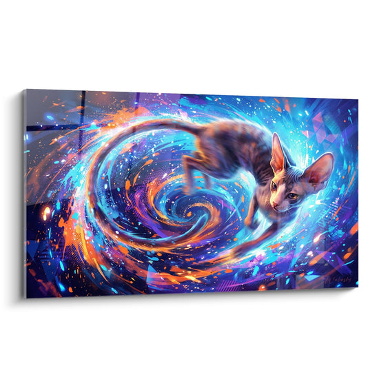Schilderij Cornish Rex Kat Kosmisch - Galaxy Whirlwind - Cornish Rex kat Editie