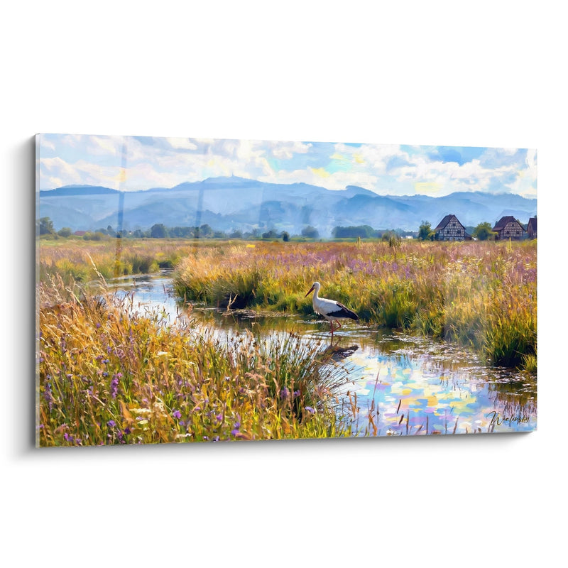Stork in Marsh Wall Art - Serenity of the Wetlands - Stork Edition