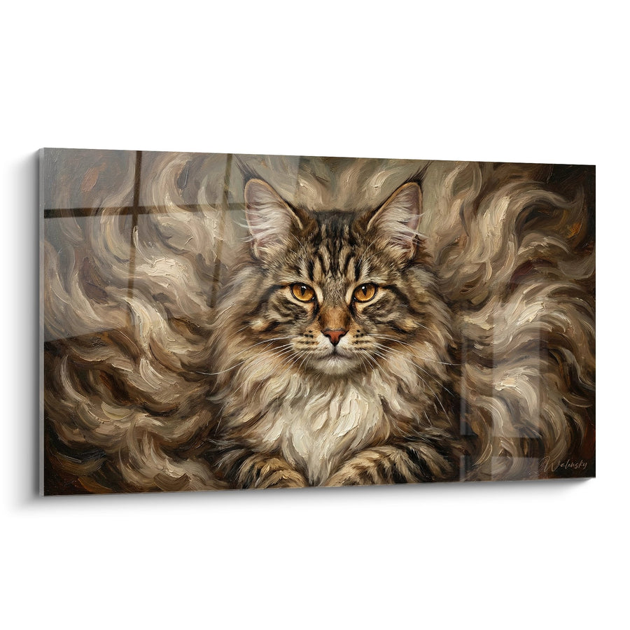 Tableau Chat Norwegian Forest Cat Majestueux - Tourbillons Dorés - Edition chat Norwegian Forest Cat