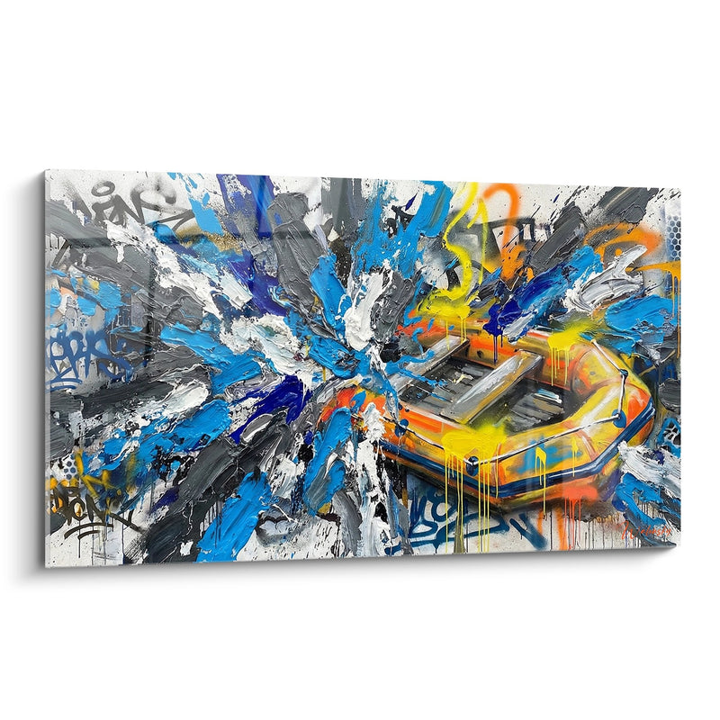 Abstraktes Rafting-Gemälde - Farbiger Strom - Rafting Edition