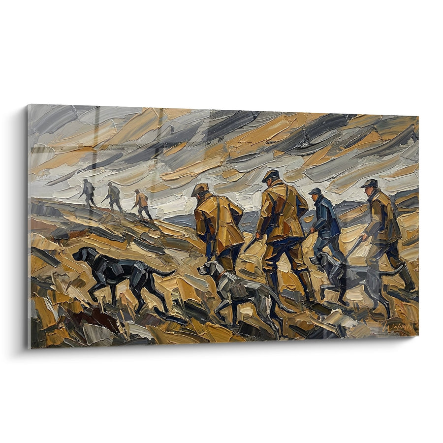 Tableau Chasseurs et Chiens en Montagne - Expedition de Chasse - Edition Chasse