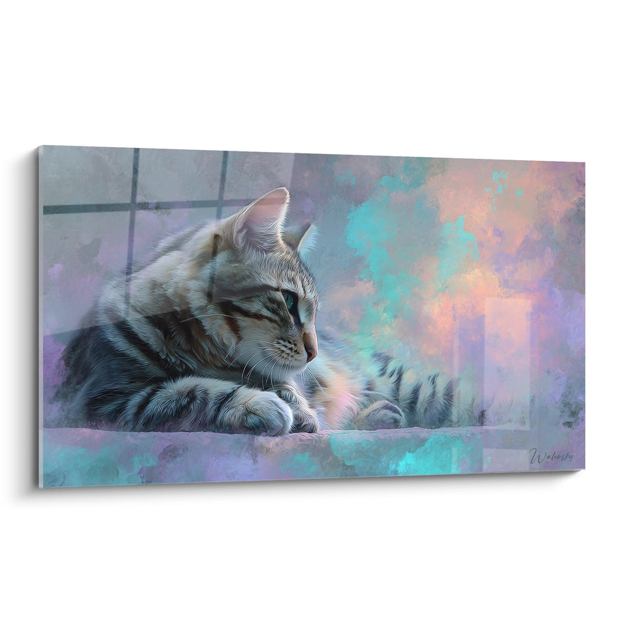 Tableau Chat American Bobtail Contemplatif - Rêverie Pastel - Edition chat American Bobtail