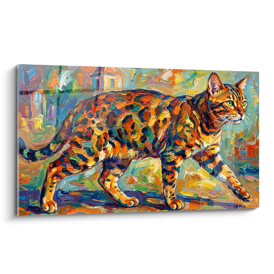 Tableau Chat Bengal Expressionniste - Félin Urbain Coloré - Edition chat Bengal