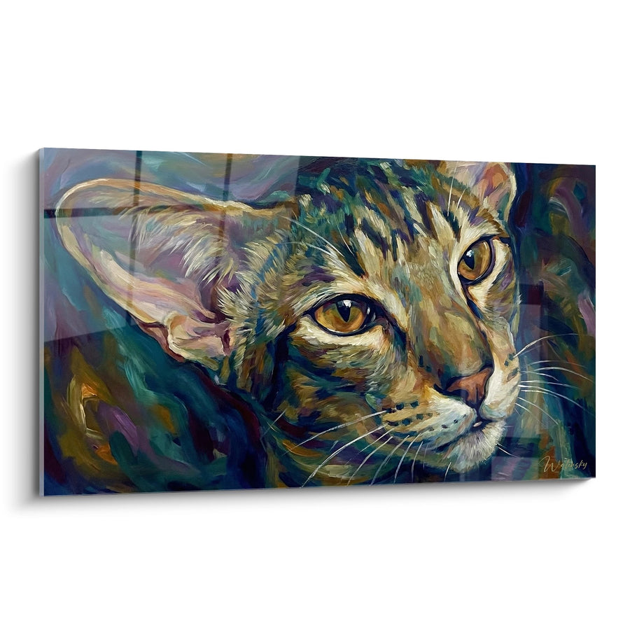 Tableau Chat Oriental aux Yeux Dorés - Portrait Expressionniste - Edition chat Oriental Shorthair