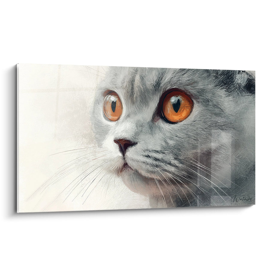 Obraz Portret Kota Scottish Fold - Uwodzicielski Wzrok - Edycja kota Scottish Fold