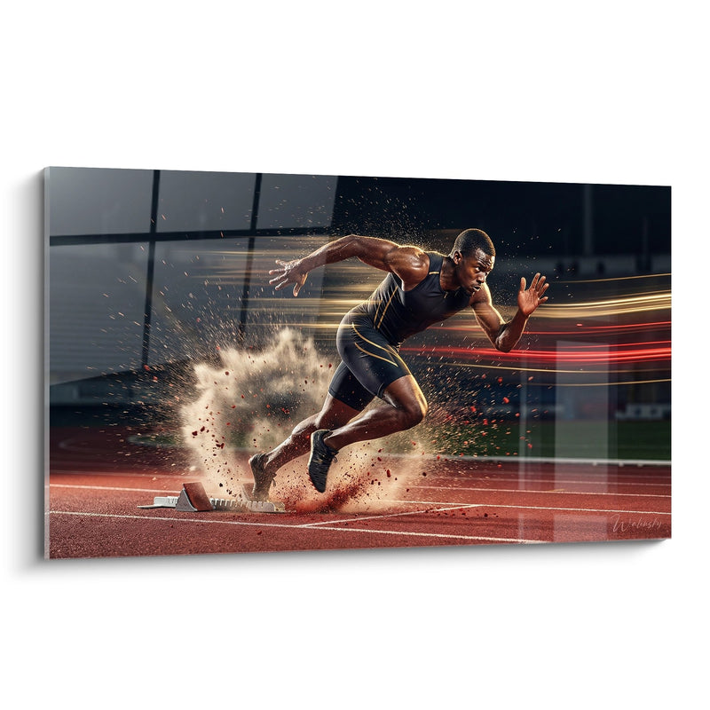 Sprinter at Starting Block Painting - Power Explosion - Athletics Edition