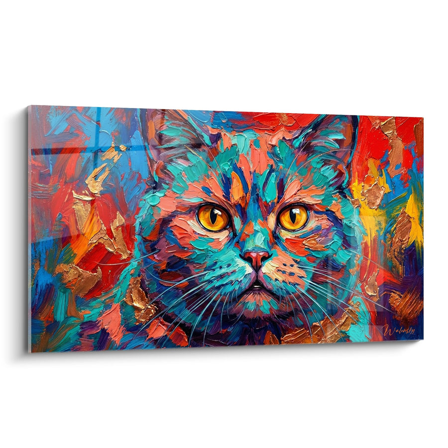 Tableau Chat British Shorthair Expressionniste - Explosion de Couleurs - Edition chat British shorthair