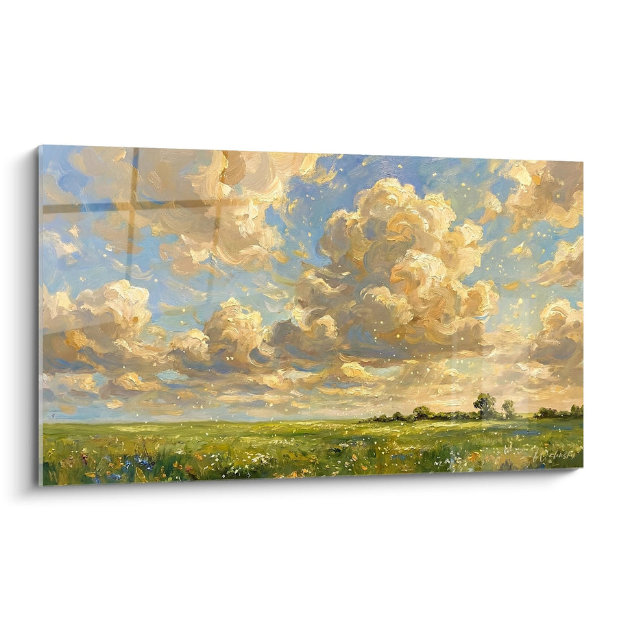 Tableau Paysage Normandie - Ciel Doré aux Nuages Impressionnistes - Edition Normandie