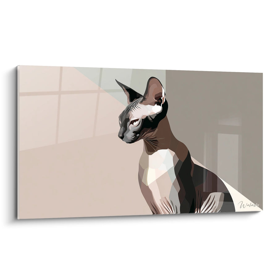 Obraz Kota Sphynx Geometryczny - Nowoczesny Portret - Edycja kota Sphynx
