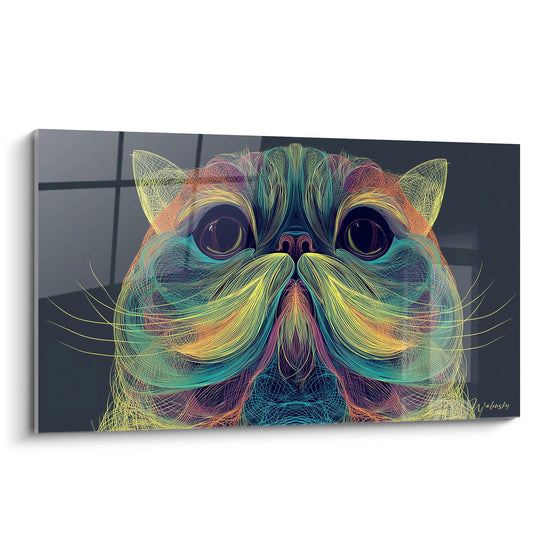 Cuadro Gato Exotic Shorthair Abstracto - Arte Digital Colorida - Edición gato Exotic Shorthair