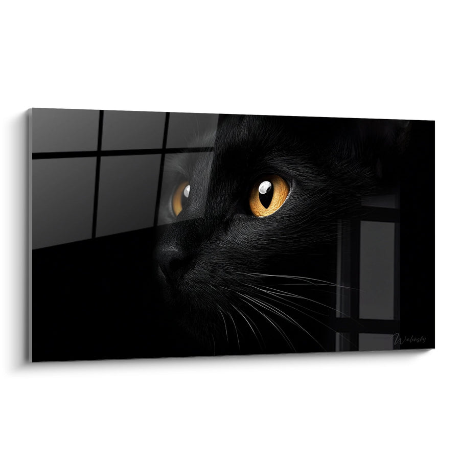 Tableau Chat Noir Yeux Ambrés - Regard Mystérieux - Edition chat Bombay