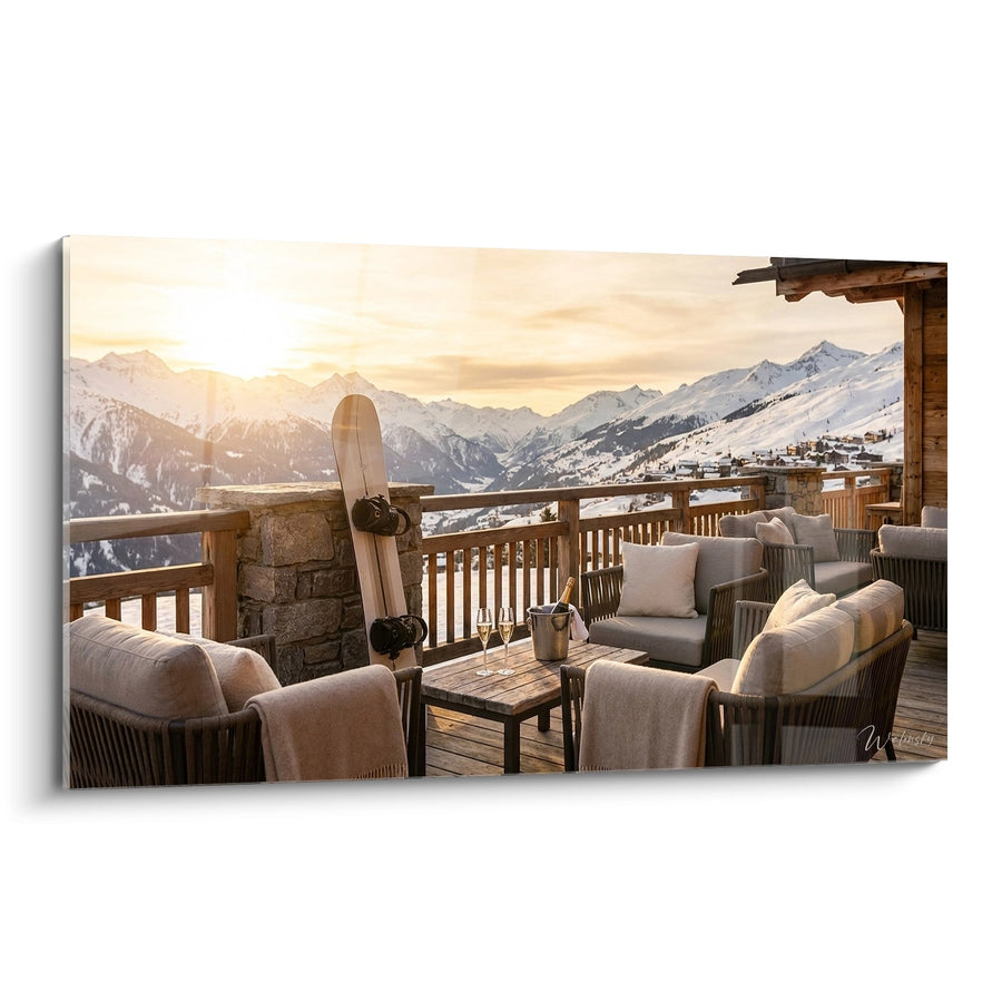 Tableau Terrasse Chalet Montagne - Après-Ski Luxueux - Edition Snowboard