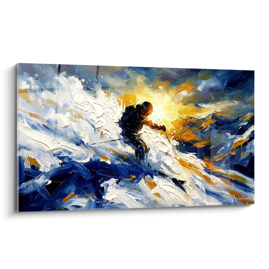 Tableau Skieur dans la Poudreuse - Émotion Alpine - Edition Ski