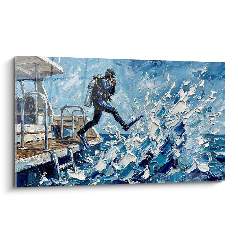 Tableau Plongeur sautant en mer - Évasion Aquatique - Edition plongée sous-marine