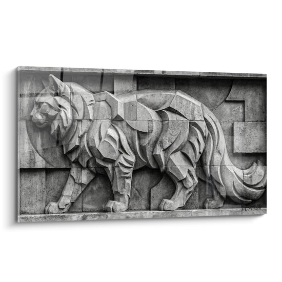 Schilderij Maine Coon Kat Sculptuur Reliëf - Geometrische Monochrome Kunst - Editie Maine Coon kat