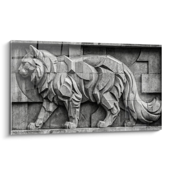 Obraz Kot Maine Coon Rzeźba Reliefowa - Sztuka Geometryczna Monochromatyczna - Edycja kota Maine Coon