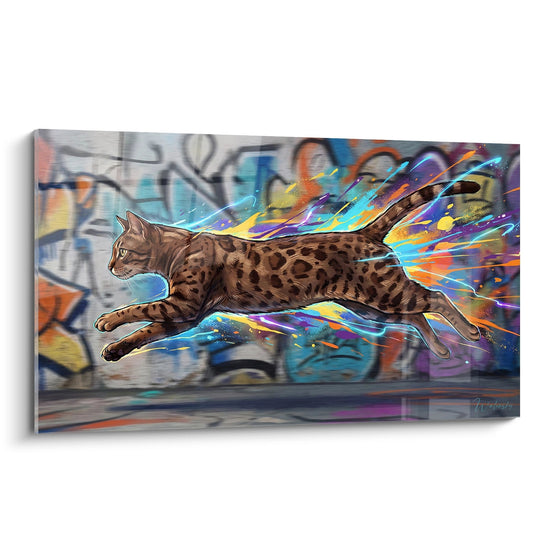 Kattenbeeld Ocicat in Beweging - Artistieke Explosie - Editie kat Ocicat