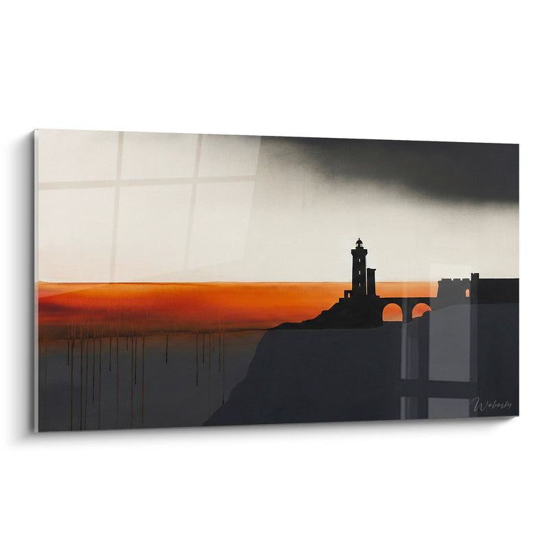 Breton Lighthouse at Sunset Painting - Orange Light - Brittany Edition