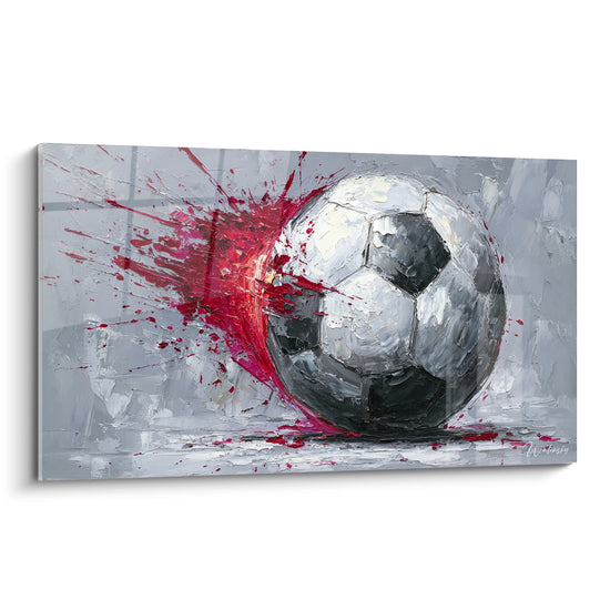 Fussball Explosions Gemälde Rot - Dynamischer Impact - Fussball Edition