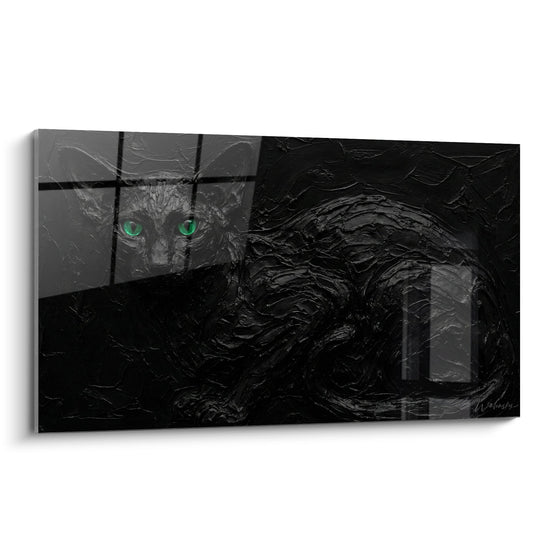 Cuadro Gato Oriental Negro de Ojos Verdes - Misterio Nocturno - Edición gato Oriental Shorthair