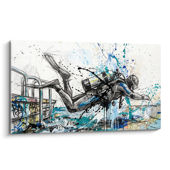 Cuadro Buceador Urbano - Arte Abstracto Submarino - Edición buceo submarino