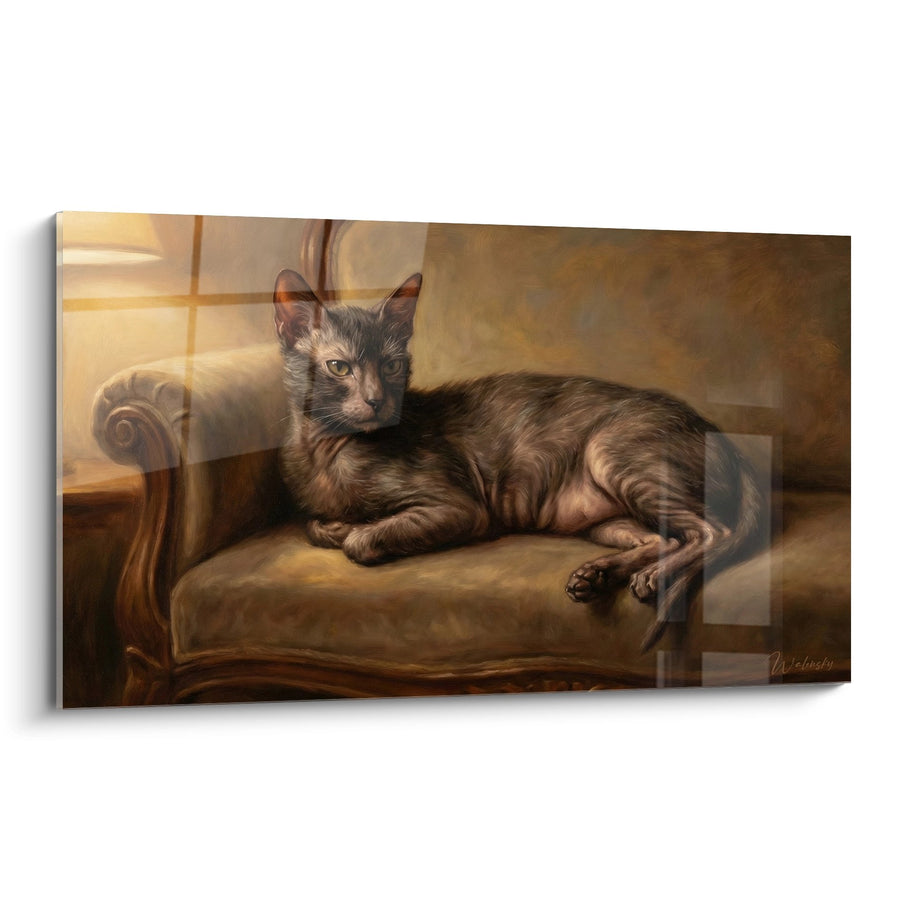 Tableau chat Lykoi sur fauteuil - Elegance Feline - Edition chat Lykoi