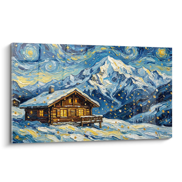 Gemälde Berghütte Mont Blanc - Sternenklare Alpennacht - Ausgabe Mont Blanc