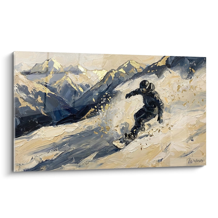 Tableau Snowboardeur Montagne - Descente Épique - Edition Snowboard