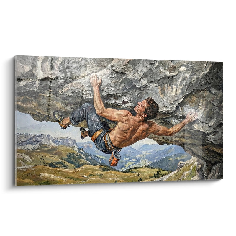 Overhang Climber Painting - The Art of Rock Wall - Climbing Edition