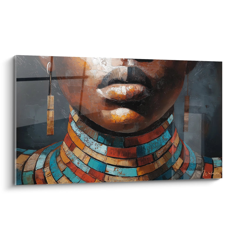 Tableau Femme Africaine Collier - Portrait Ethnique Contemporain - Edition Visage africain