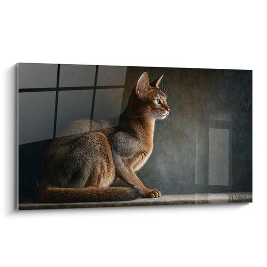 Schilderij Contemplatieve Abessijnse Kat - Gouden Licht - Abessijnse Kat Editie