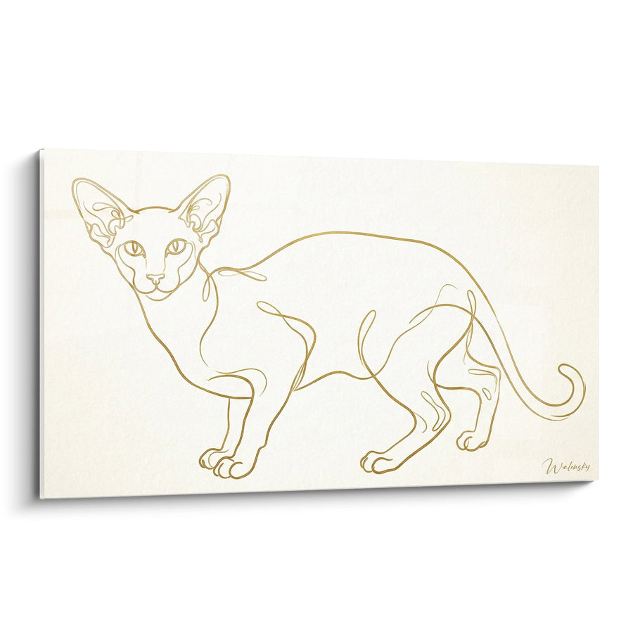 Tableau Chat Oriental Shorthair Minimaliste - Élégance Dorée - Edition chat Oriental Shorthair